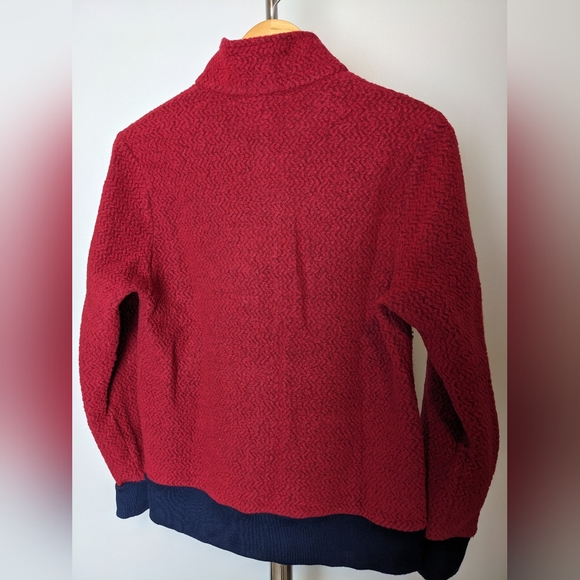 Patagonia Woolyester Half-zip, Fleece pullover, Molten Lava, Navy trim, Sz. Sm. - Picture 4 of 4